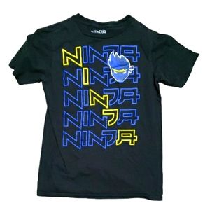Kid’s Black Ninja Cotton Short Sleeve Tee Shirt Size XL